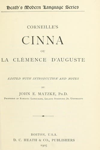 Tapa de Corneille's Cinna