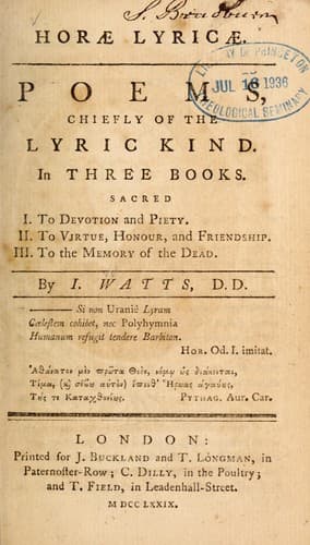 Tapa de Horae lyricae