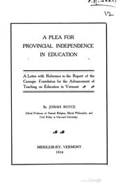 Tapa de A plea for provincial independence in education