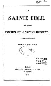 Tapa de La Sainte Bible: qui contient l'Ancien et le Nouveau Testament, d'après la ..