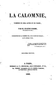 Tapa de La calomnie: comédie en cinq actes et en prose