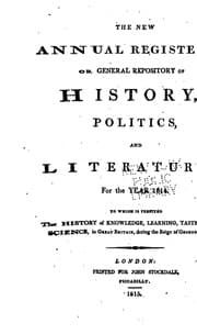 Tapa de The New Annual Register, Or, General Repository of History, Politics, and ..