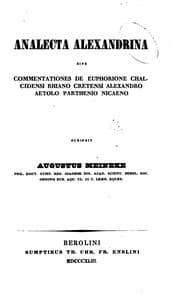Tapa de Analecta alexandrina: sive, Commentationes de Euphorione Chalcidensi, Rhiano ..