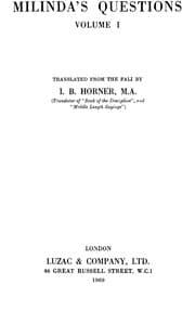Tapa de Milinda's Questions (Sacred Books of the Buddhists)