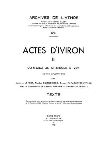 Tapa de Actes d'Iviron, tome 2 (XVI)