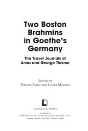 Tapa de Two Boston Brahmins in Goethe's Germany