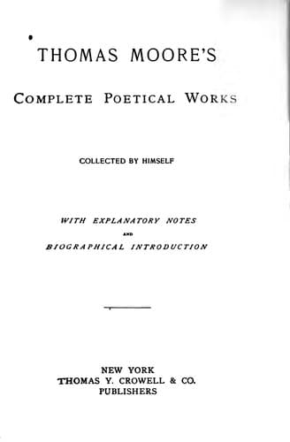 Tapa de Thomas Moore's complete poetical works