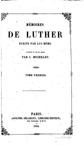 Tapa de Mémoires de Luther