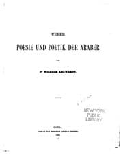 Tapa de Ueber Poesie und Poetik der Araber