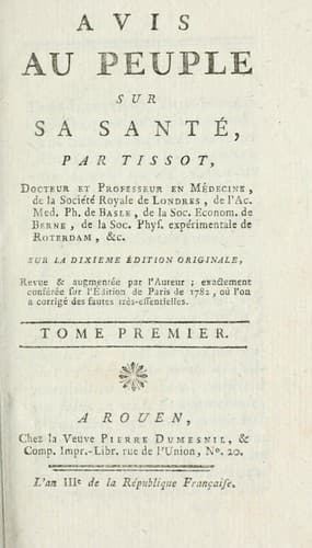 Tapa de Avis au peuple sur sa santé