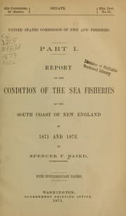 Tapa de Report on the conditions of the sea fisheries of the south coast of New England