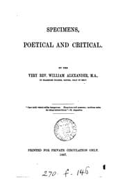 Tapa de Specimens, poetical and critical