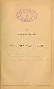 Tapa de The dramatic works of Sir John Vanbrugh