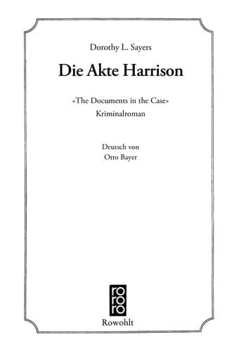 Tapa de Die Akte Harrison. ( The Documents in the Case)