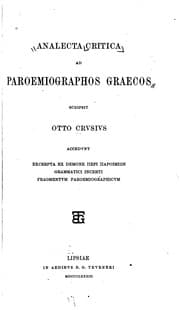 Tapa de Analecta critica ad paroemiographos graecos scripsit Otto Crvsivs