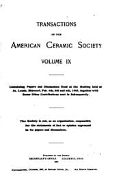 Tapa de Transactions of the American Ceramic Society Containing the Papers and Discussions of the ..