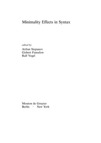 Tapa de Minimality effects in syntax