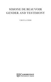 Tapa de Simone de Beauvoir, gender and testimony