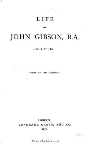Tapa de Life of John Gibson, R. A., sculptor