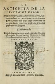 Tapa de Le antichita de la citta di Roma