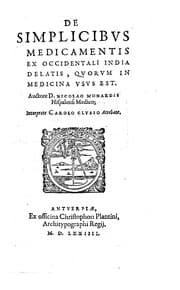 Tapa de De simplicibus medicamentis ex occidentali India delatis, quorum in medicina ..