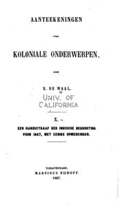 Tapa de Aanteekeningen over koloniale onderwerpen