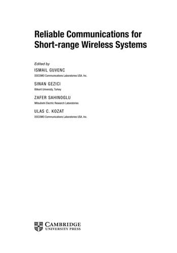 Tapa de Reliable communications for short-range wireless systems