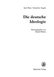 Tapa de Karl Marx, Friedrich Engels, Die deutsche Ideologie