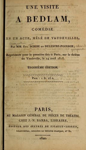Tapa de Une visite à Bedlam