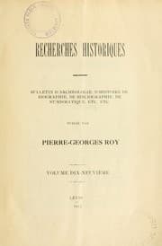 Tapa de Recherches historiques