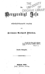 Tapa de Die bergpredigt Jesu, wissenschaftlich-populär ausgelegt