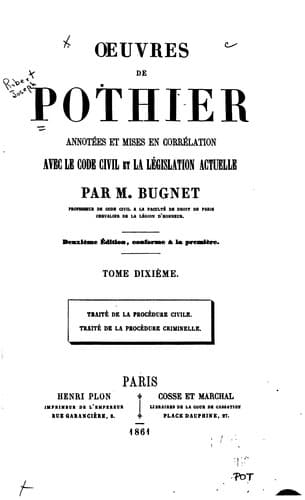 Tapa de Œuvres de Pothier