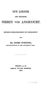Tapa de Die Lieder des Troveors Perrin von Angicourt