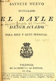Tapa de Saynete nuevo intitulado El bayle desgraciado