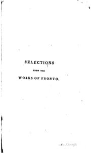 Tapa de Selections from the Works of Fronto