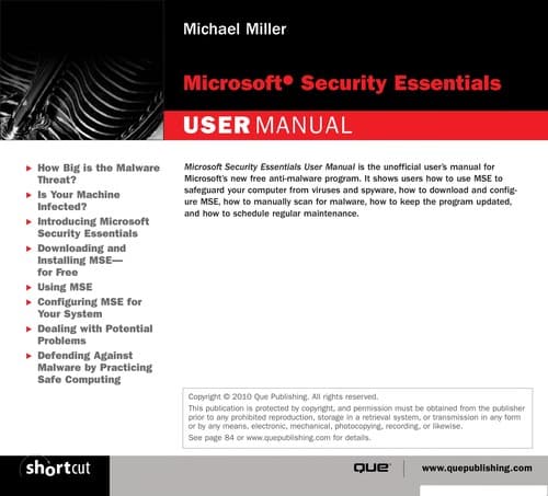 Tapa de Microsoft security essentials user manual