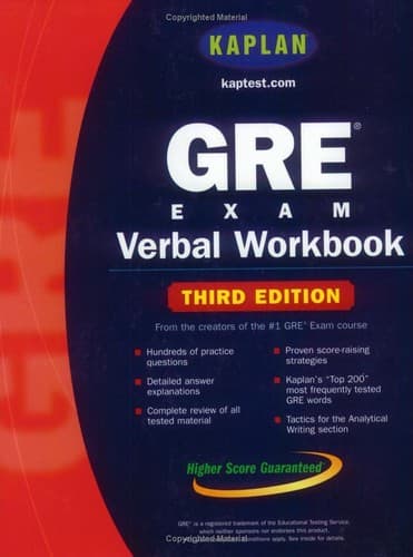 Tapa de GRE exam verbal workbook