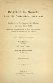 Tapa de Die Schrift des Monardes über die Arzneimittel Americas