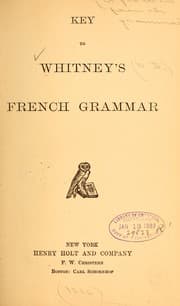 Tapa de Key to Whitney's French grammar