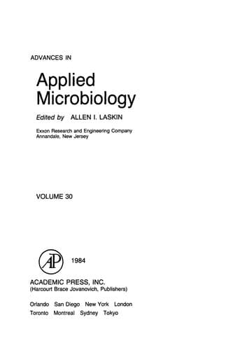 Tapa de Advances in Applied Microbiology, 30