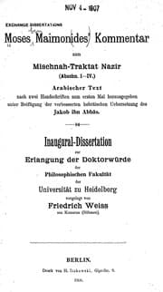 Tapa de Moses Maimonides' Kommentar zum Mischnah-Traktat Nazir
