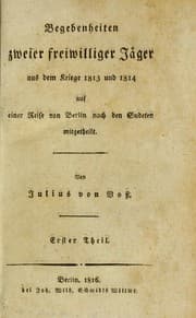 Tapa de Begebenheiten zweier freiwilliger J©Þger aus dem Kriege 1813 und 1814