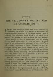 Tapa de The St. George's Society and Mr. Goldwin Smith