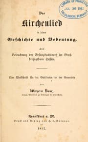Tapa de Das kirchenlied in seiner geschichte und bedeutung zur beluchtung der gesangbuchsnoth im grossherzogthum hessen