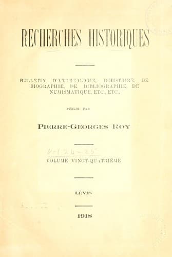 Tapa de Recherches historiques