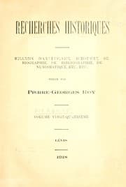 Tapa de Recherches historiques