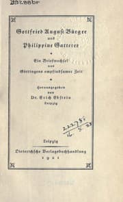 Tapa de Ein Briefwechsel aus Göttingens empfindsamer Zeit