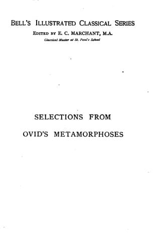 Tapa de Selections from Ovid's Metamorphoses