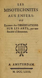 Tapa de Les misotechnites aux enfers, ou, Examen des observations sur les arts