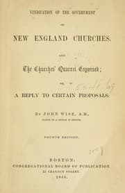 Tapa de A vindication of the government of New England churches